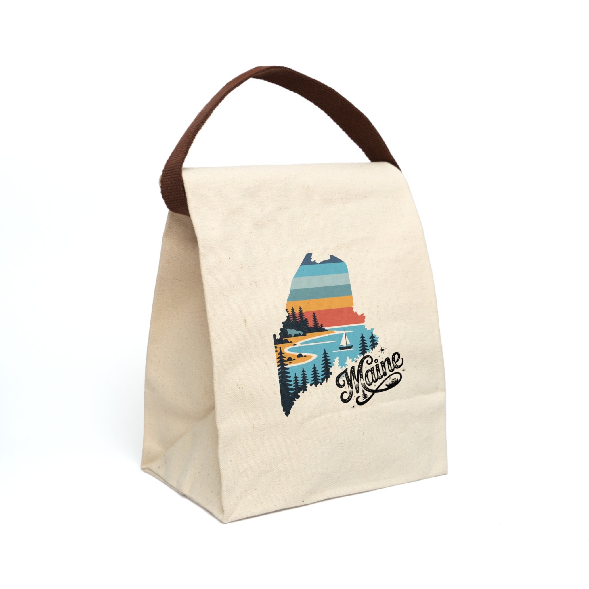 Maine State Retro Canvas Lunch Bag