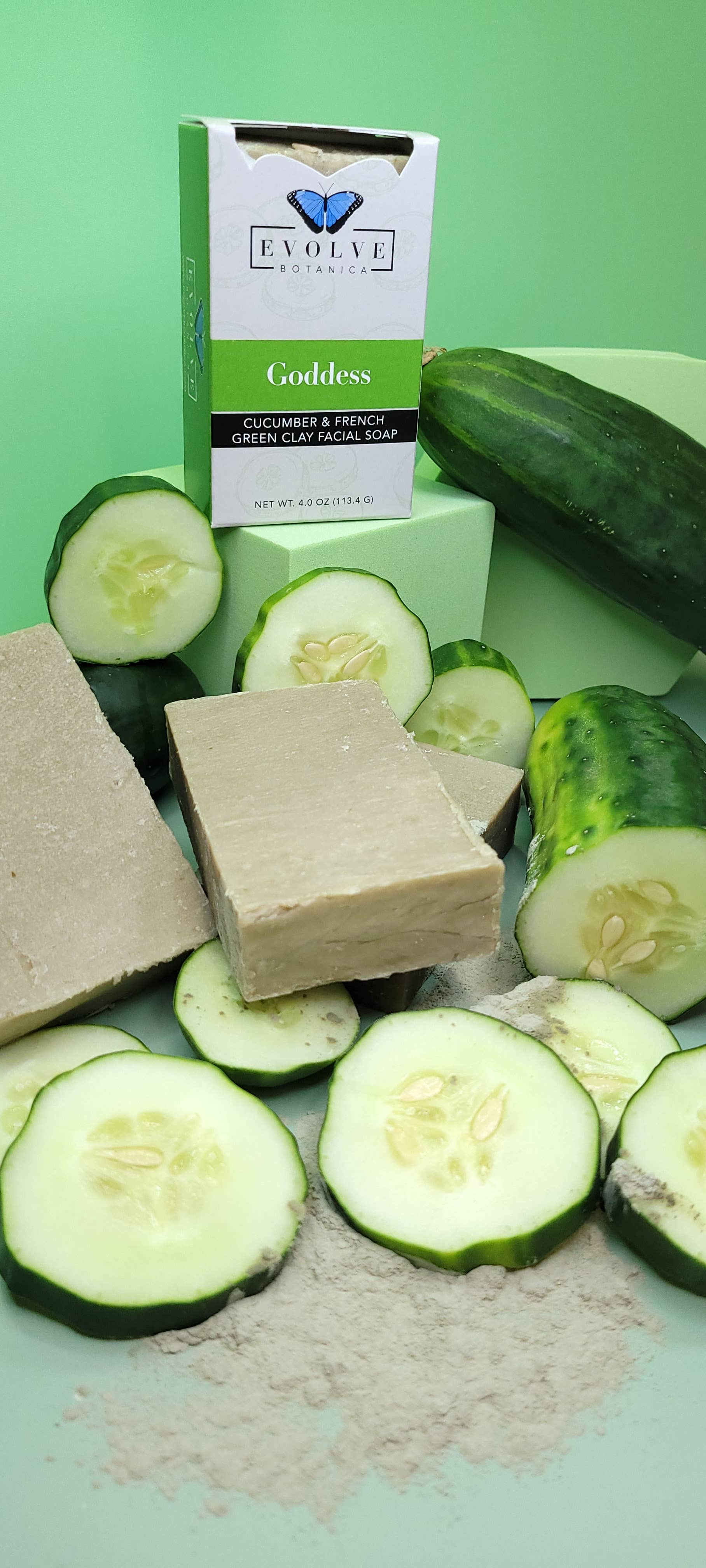 Natural Bar Soap - Goddess Cucumber & Green Clay Facial Soap
