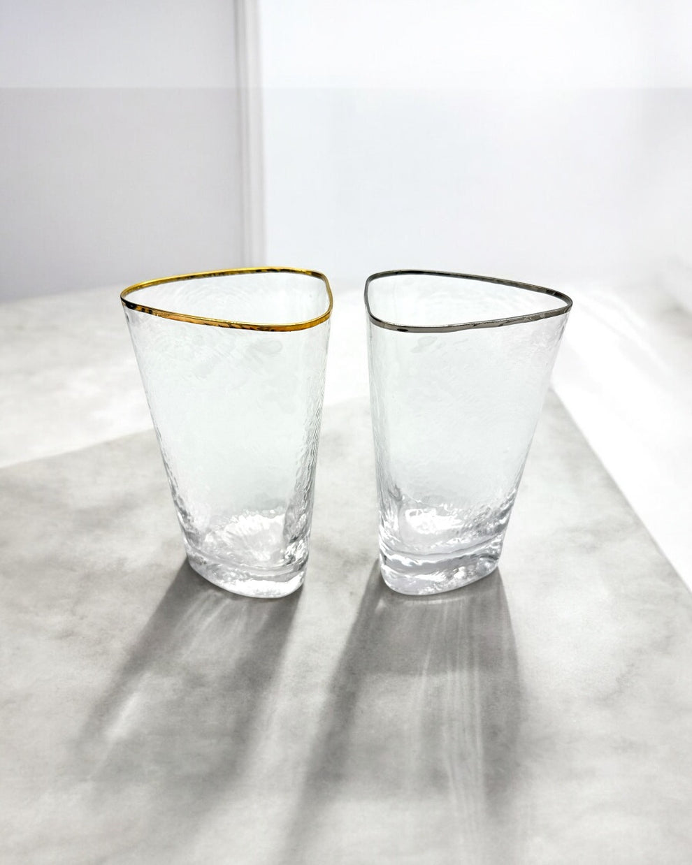 Triangular Highball Gold & Silver Rim Glass – Maine Pottery Co.