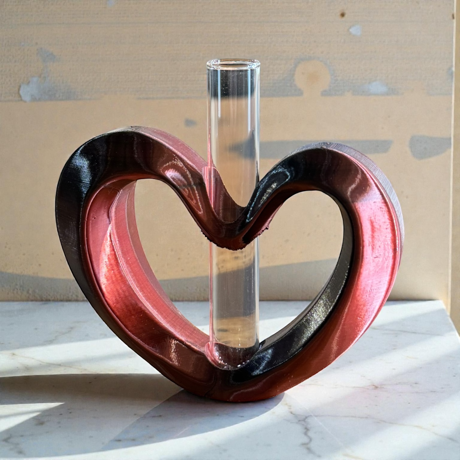 Heart Bud Vase & Glass Tube Insert