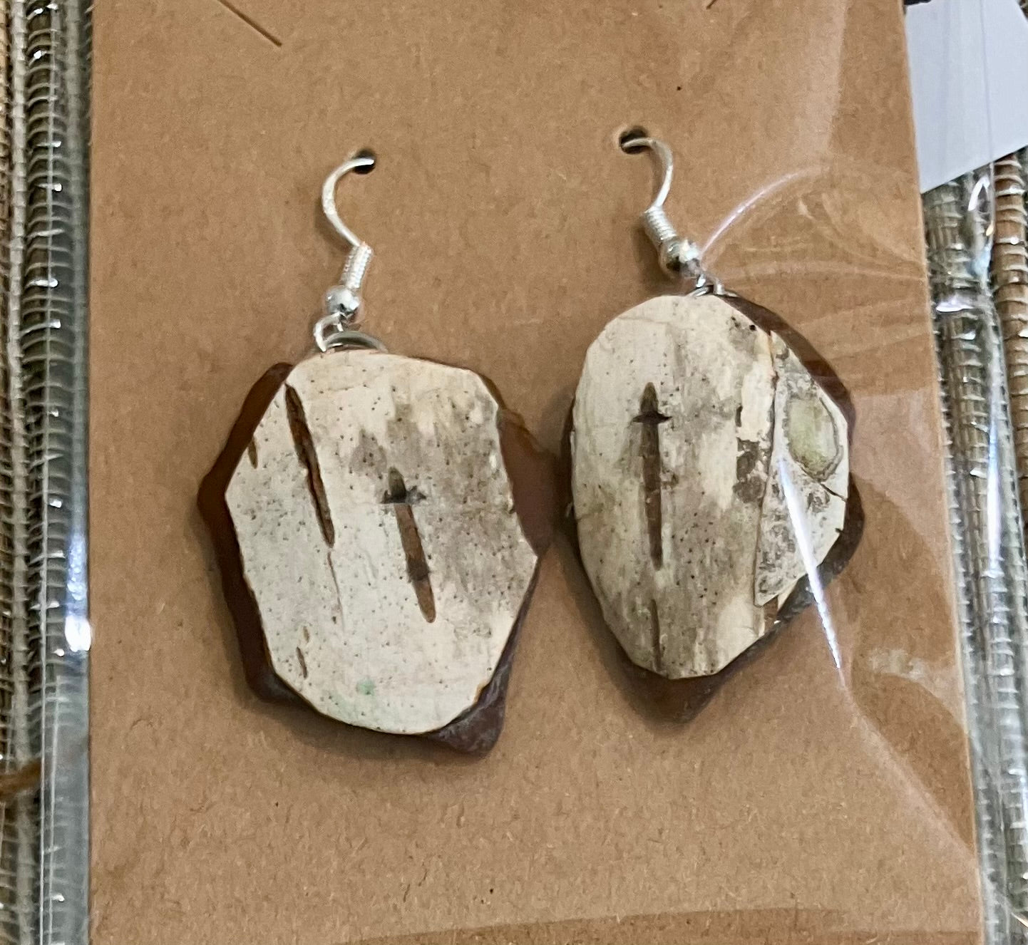 Birch on sea glass earrings