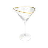 Triangular Gold & Silver Rim Martini Glass
