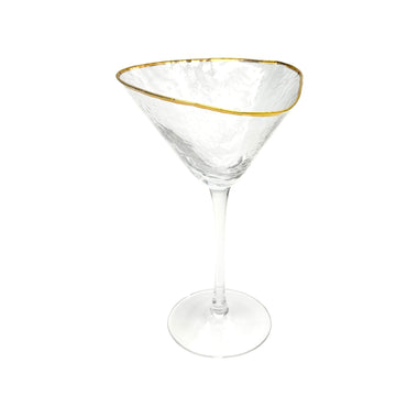 Triangular Gold & Silver Rim Martini Glass by Zodax