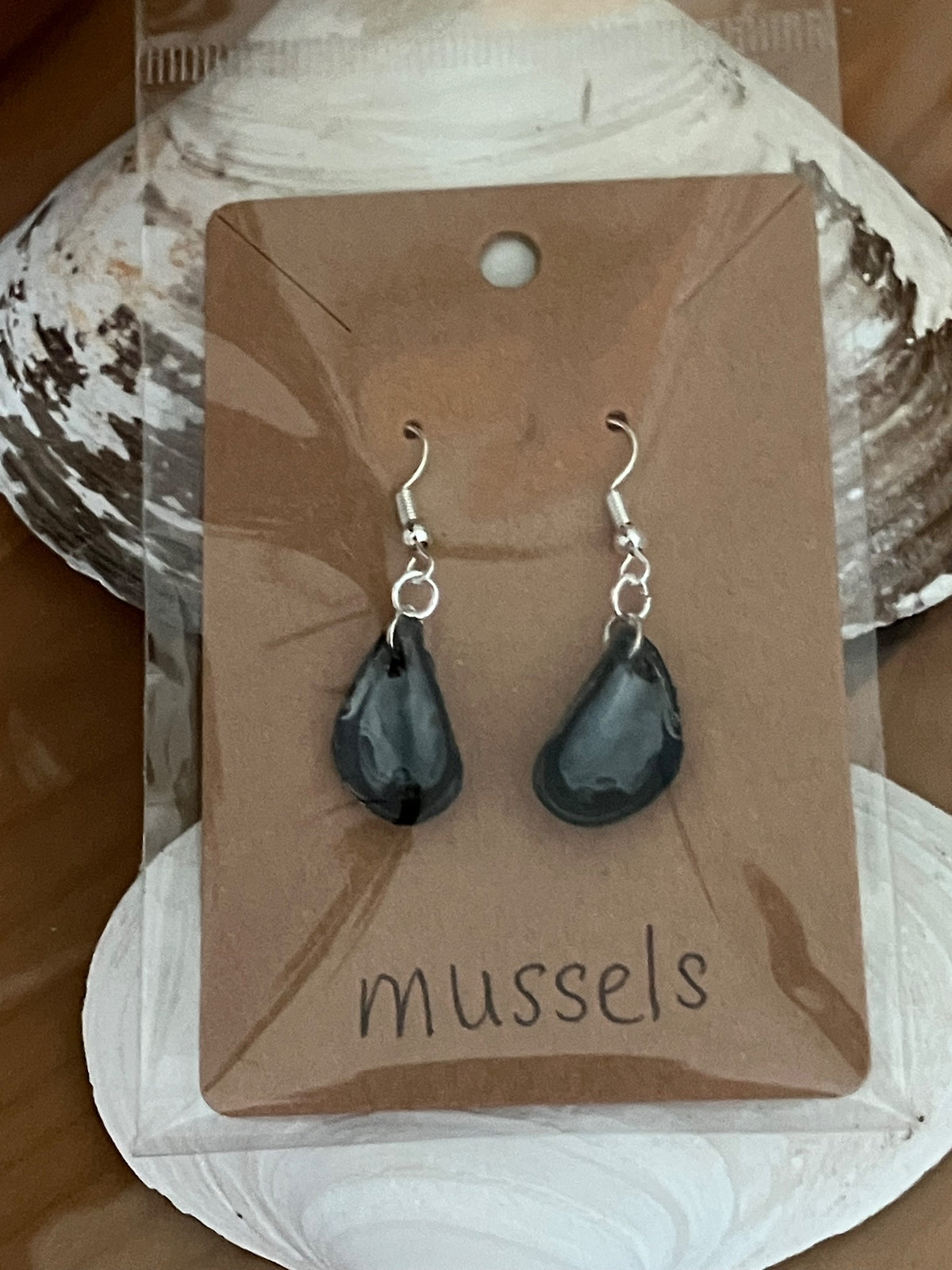 Mussel shell earings by Tonya Arnold