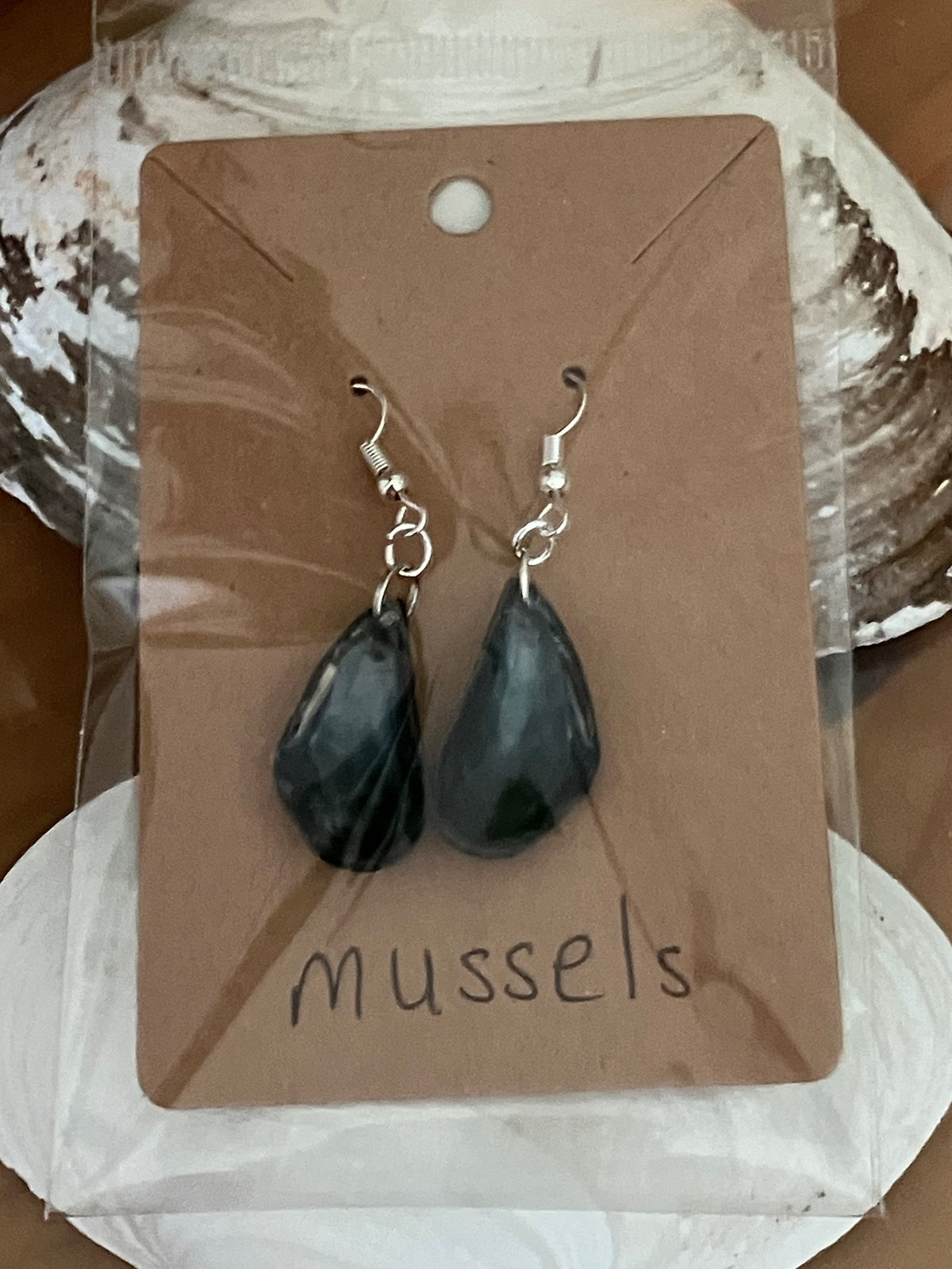 Mussel shell earings by Tonya Arnold