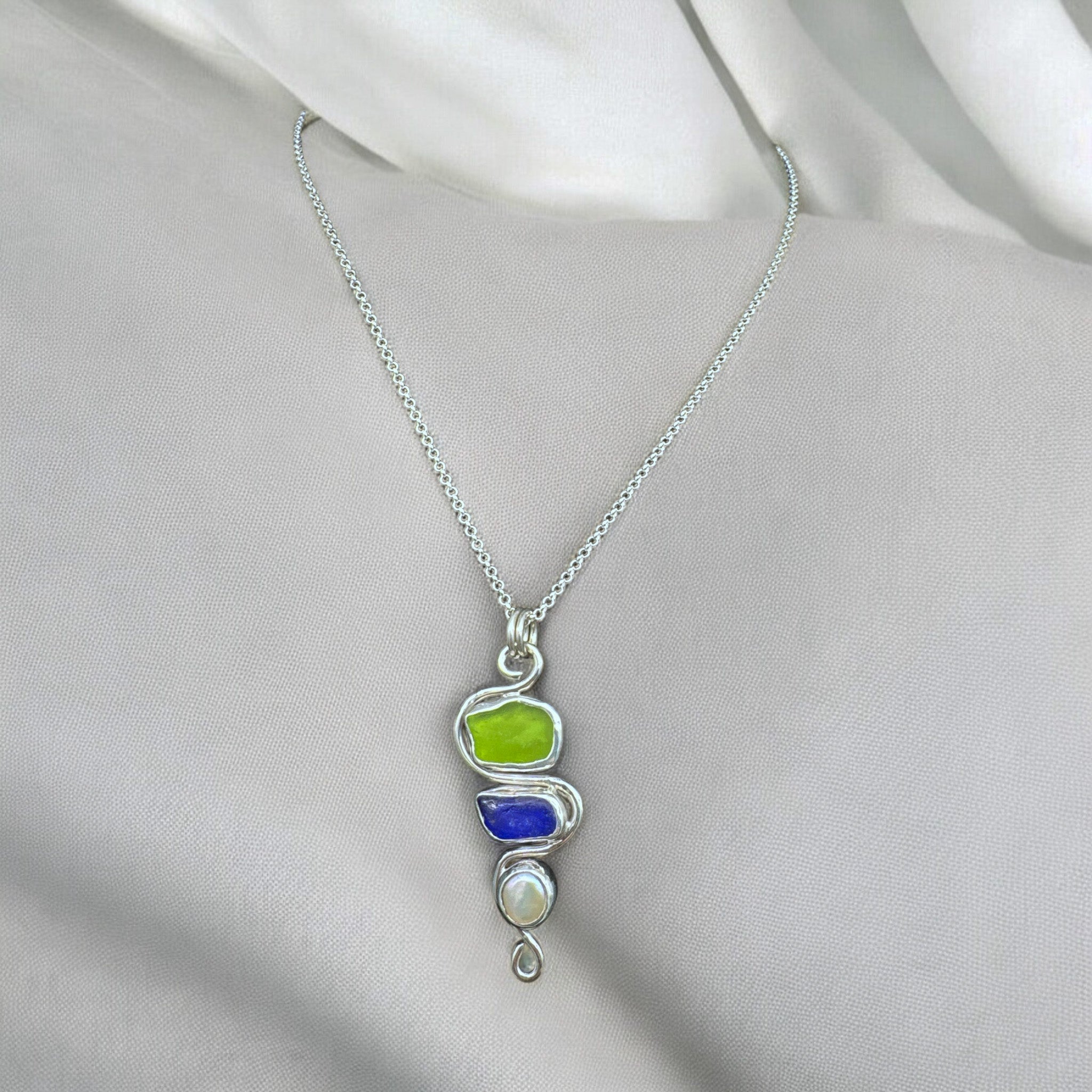 Sea Glass Pearl Necklace