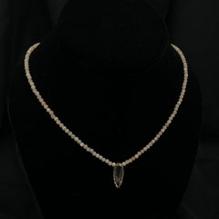 Peach Moonstone w/ Carved Quartz Necklace