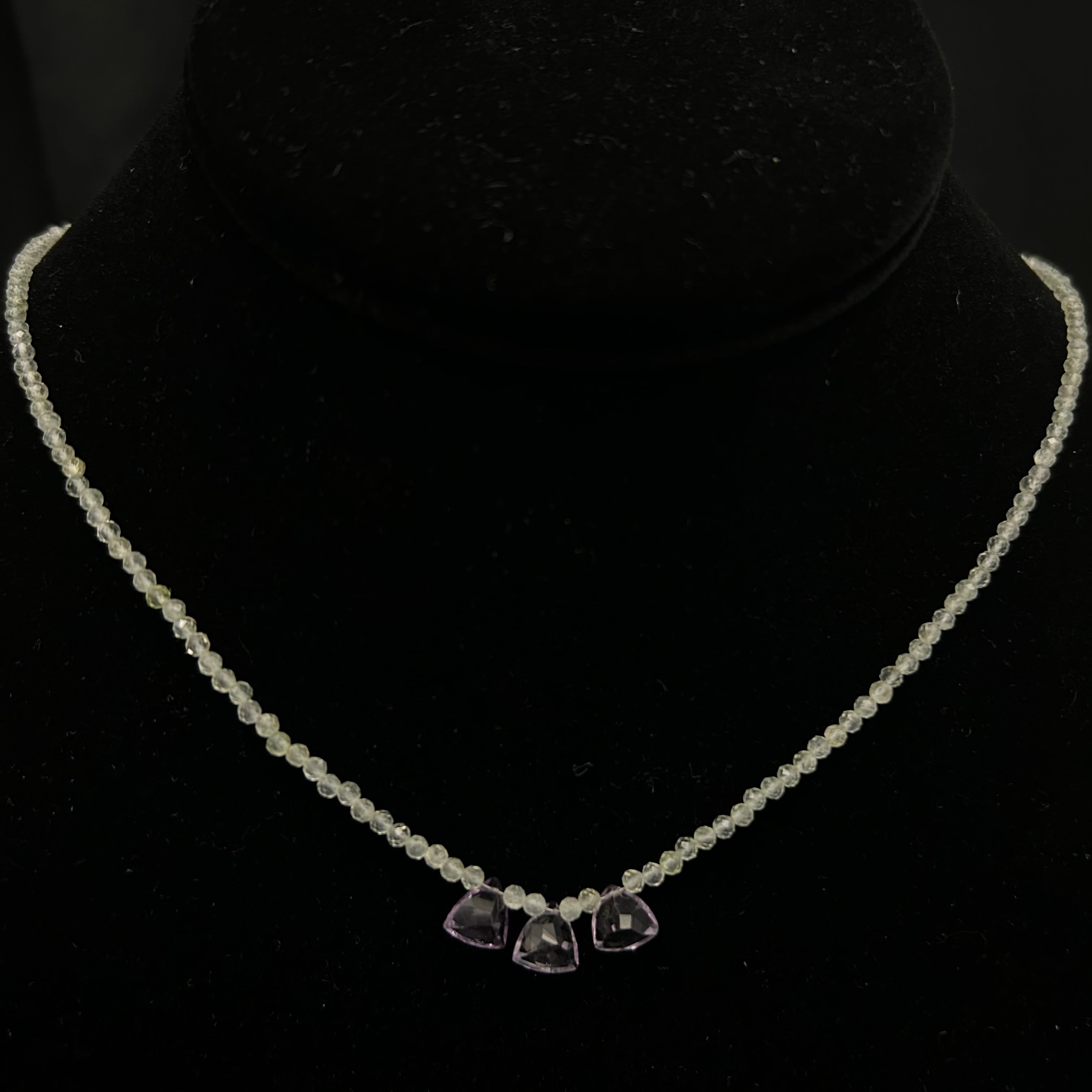 Yellow Quartz Necklace w/ Pink Amethyst