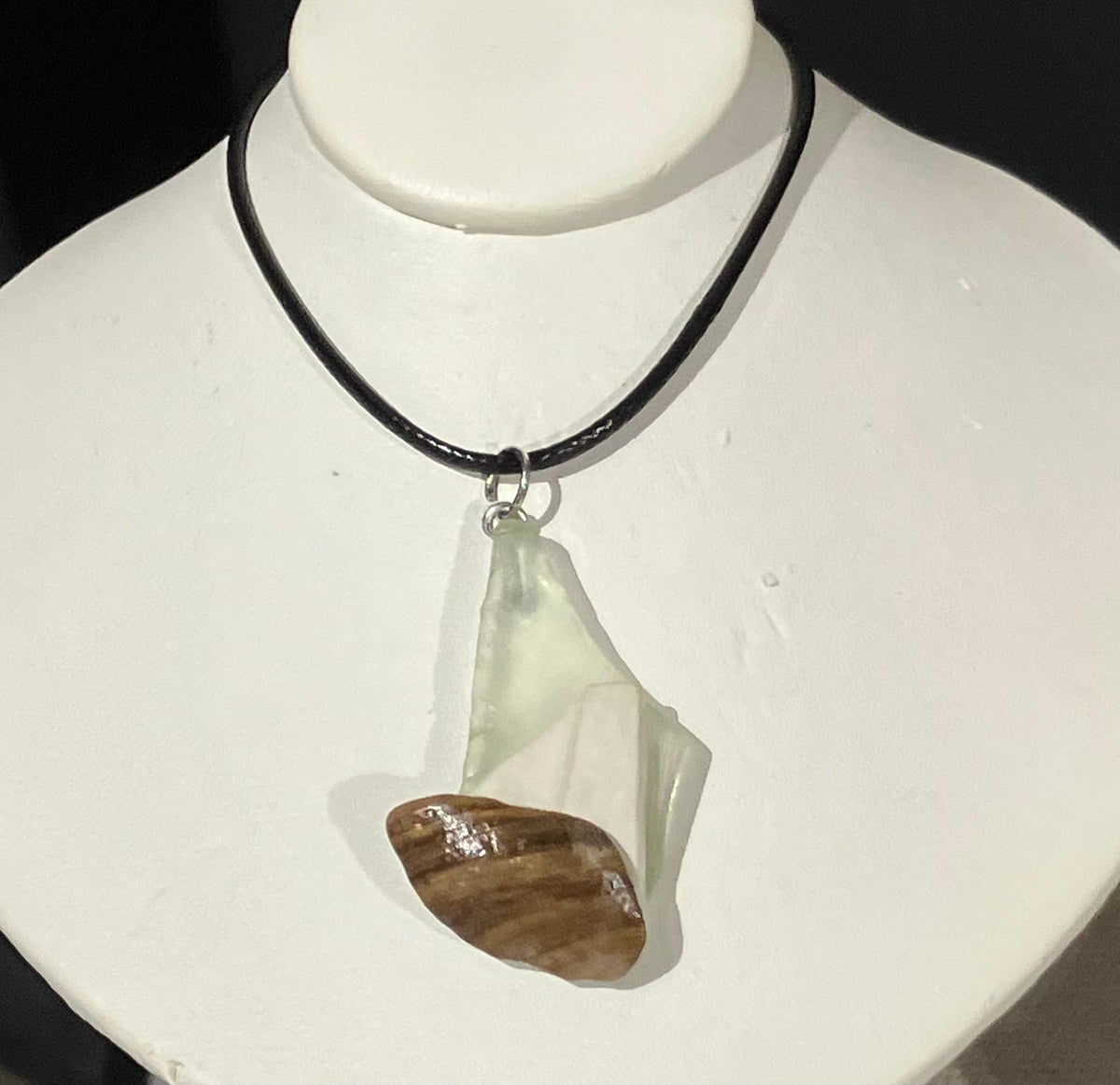Sailing sea glass pale green w/shells by Tonya Arnold