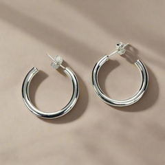 Small Tube Hoop Earrings by Zina Sterling Silver