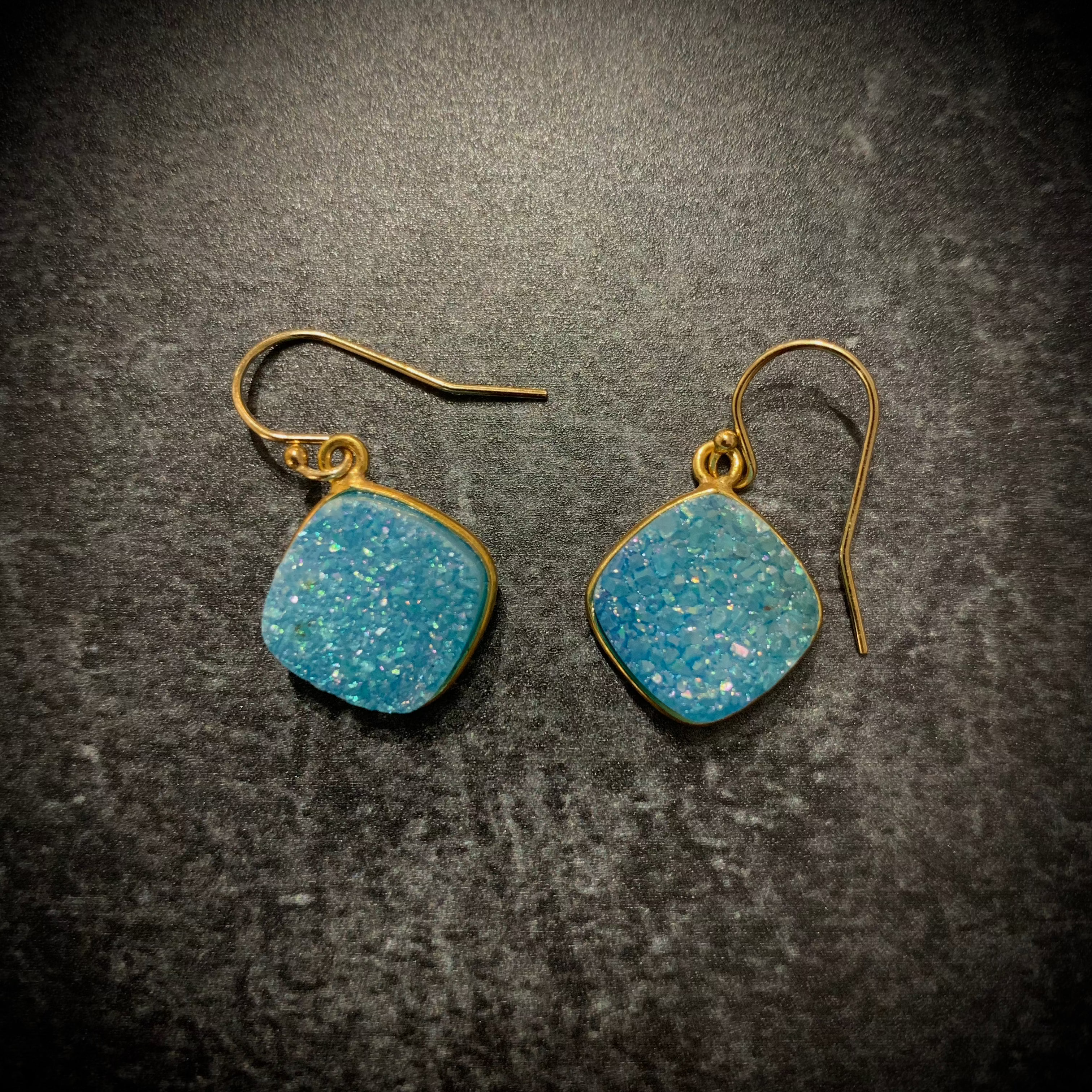 Sparkly Aqua Druzy Earrings