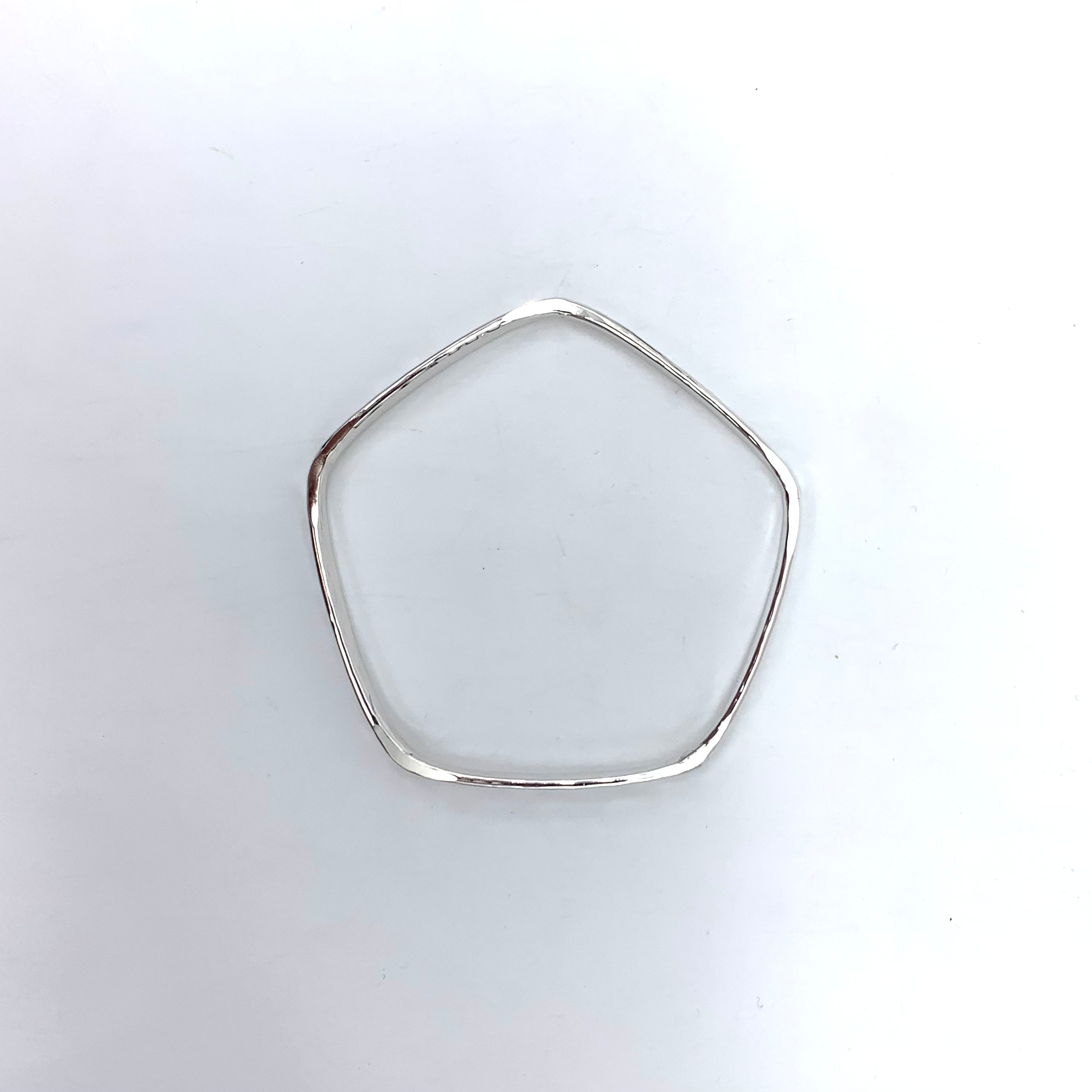 Pentagon Hammered SS Bangle