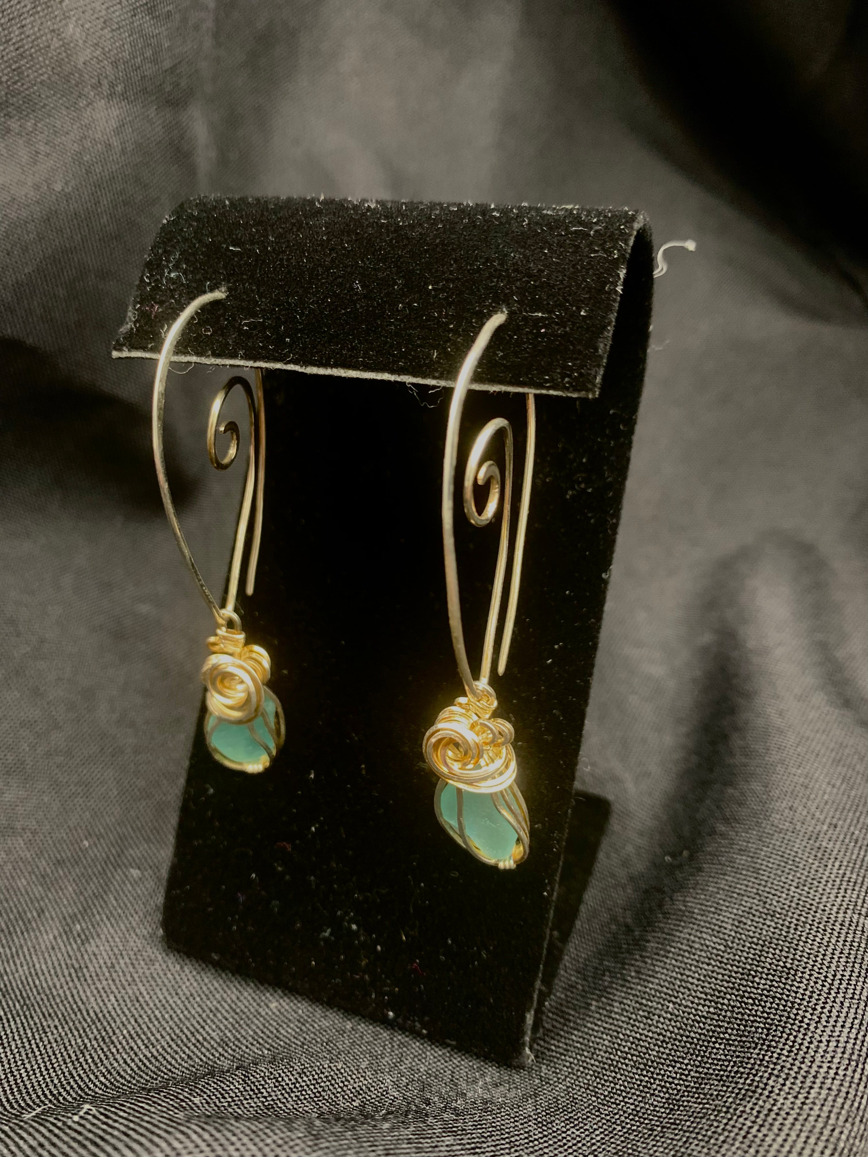 Aqua Seaglass Earrings