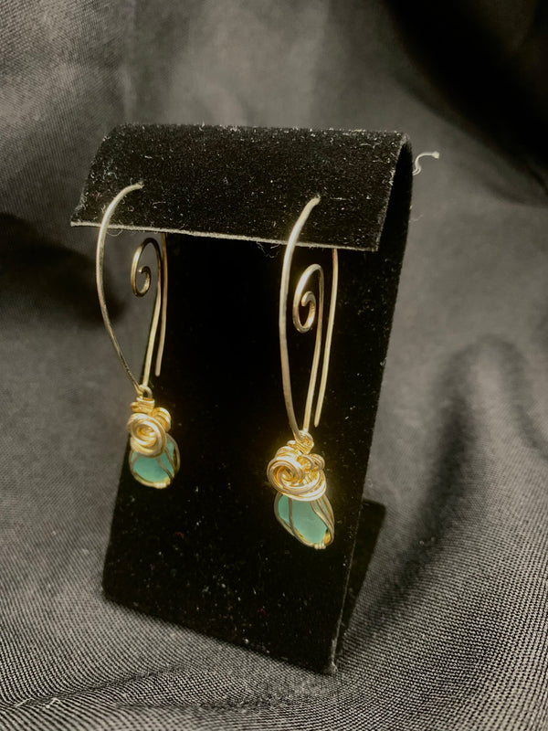 Aqua Seaglass Earrings