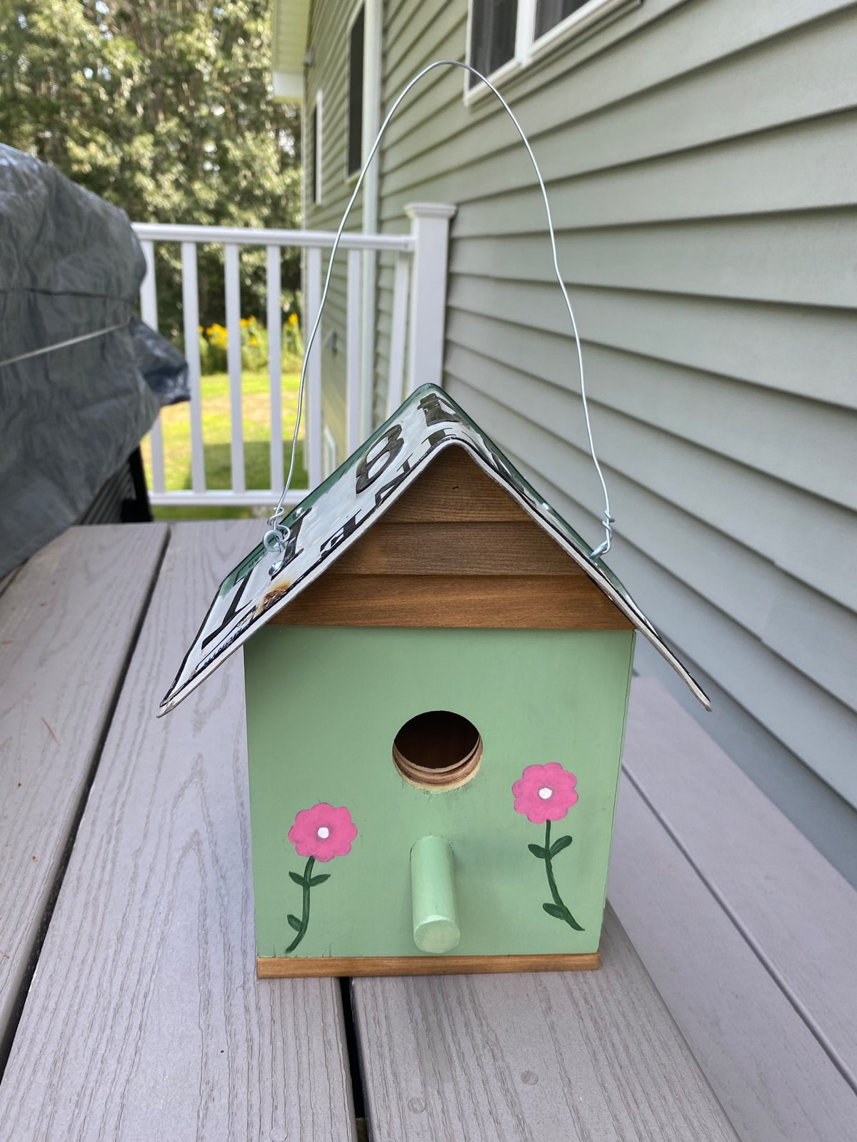 Maine License Plate Birdhouse 1 AC by Debbie Arnold