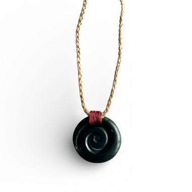 Black Wyoming Nephrite Jade Koru Necklace