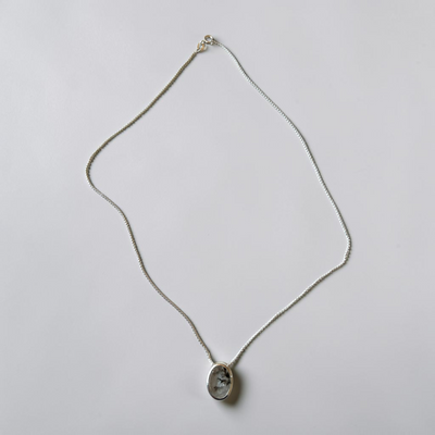 Dendritic Quartz Oval Pendant SS