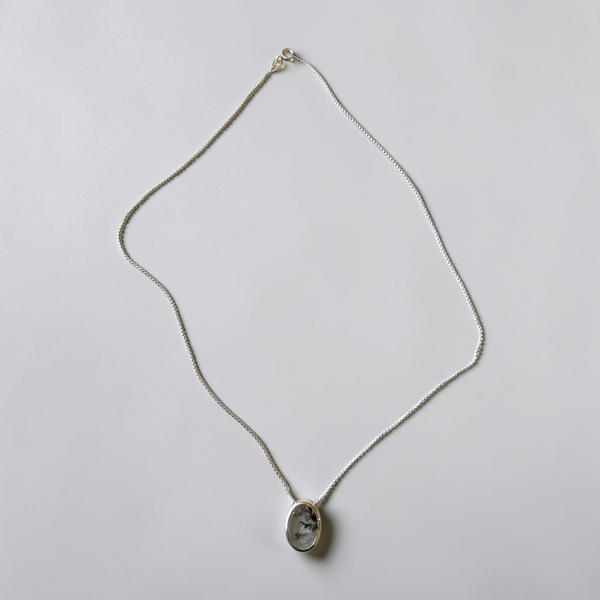 Dendritic Quartz Oval Pendant SS