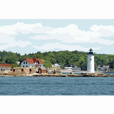 Portsmouth NH Harbor Lighthouse Notecard by Lehoux Art