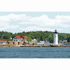 Portsmouth NH Harbor Lighthouse 6x9 Print by Lehoux Art