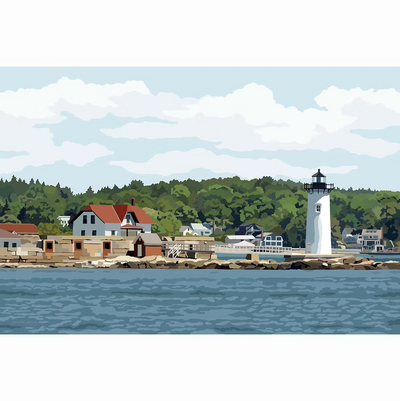 Portsmouth NH Harbor Lighthouse 6x9 Print by Lehoux Art