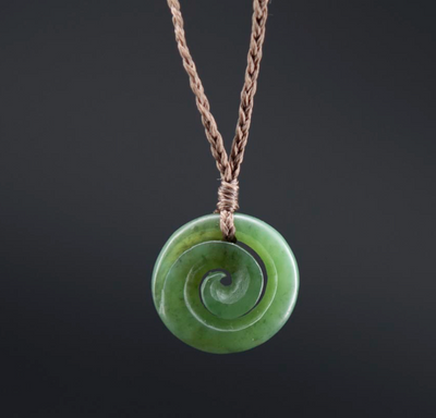 Green Wyoming Nephrite Jade Koru Necklace by Joe Foster