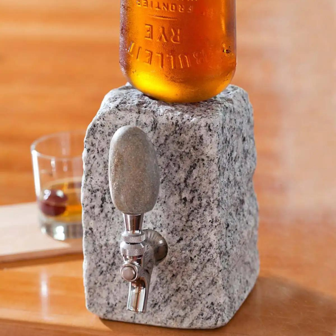 Stone Drink Dispenser: Gray / Stainless by Funky Rock Designs (F)