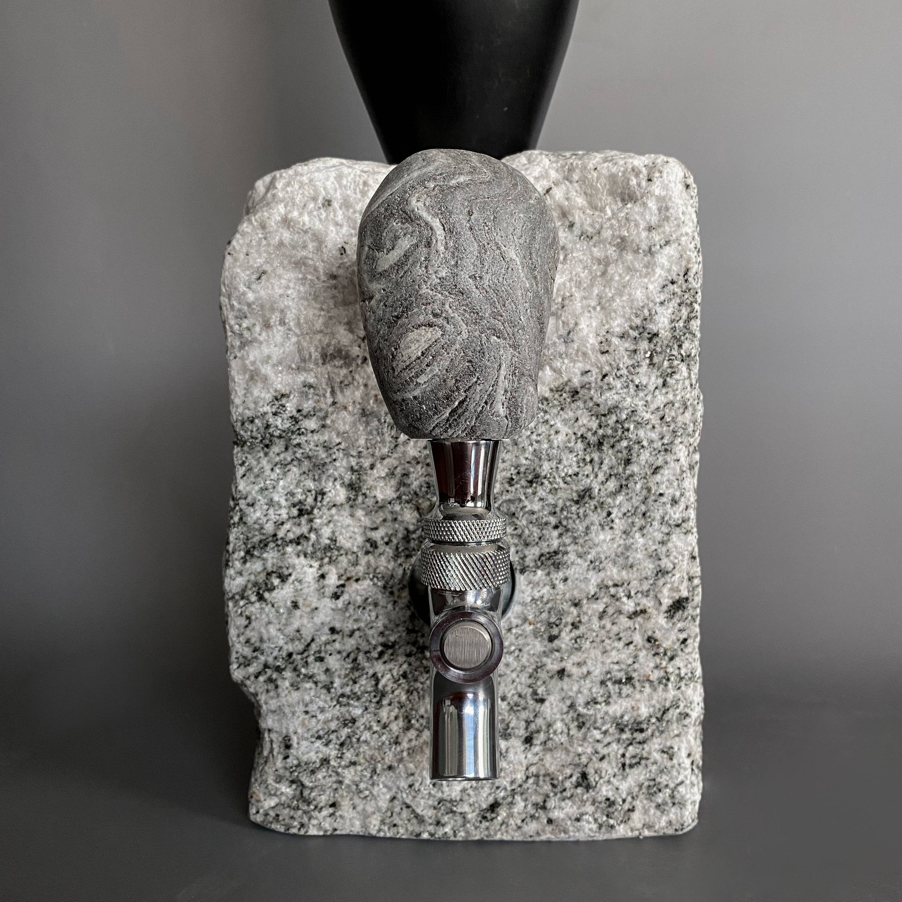 Stone Drink Dispenser: Gray / Stainless by Funky Rock Designs (F)
