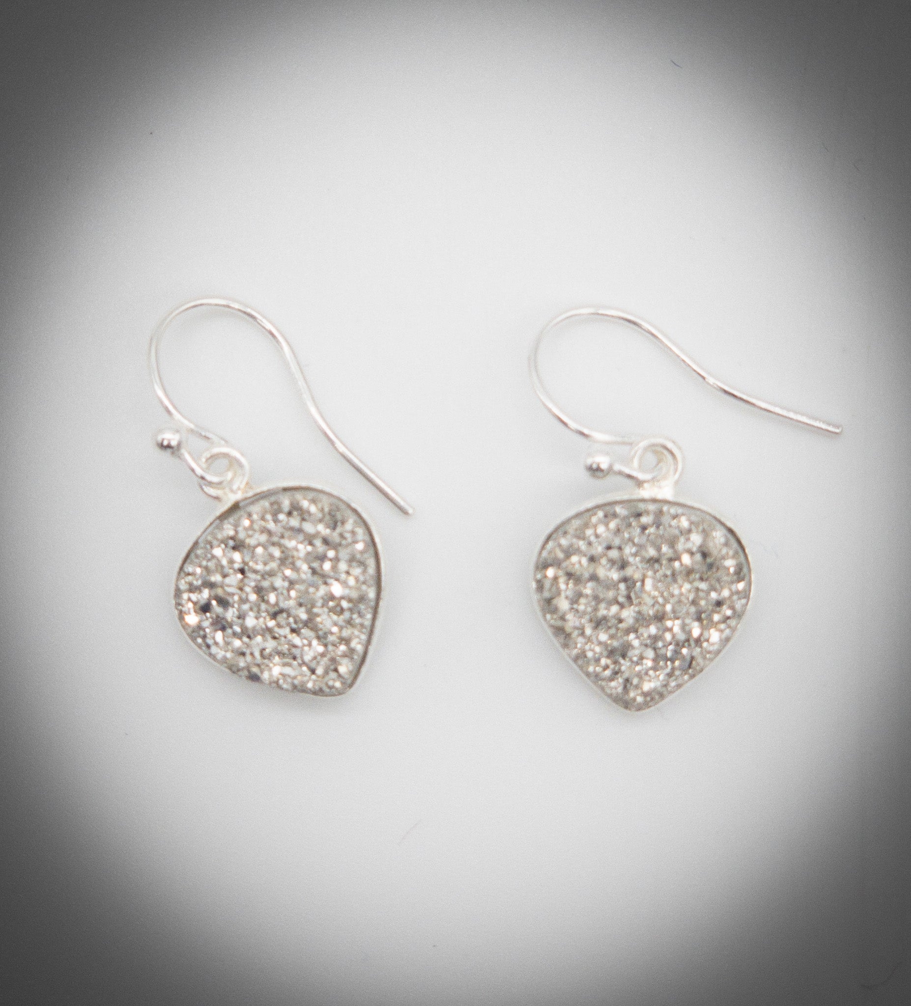 Sparkly Silver Druzy Earrings - Jewelry Edgecomb Potters