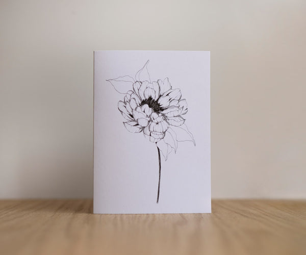 Single Stem Peony - greeting card Edgecomb Potters