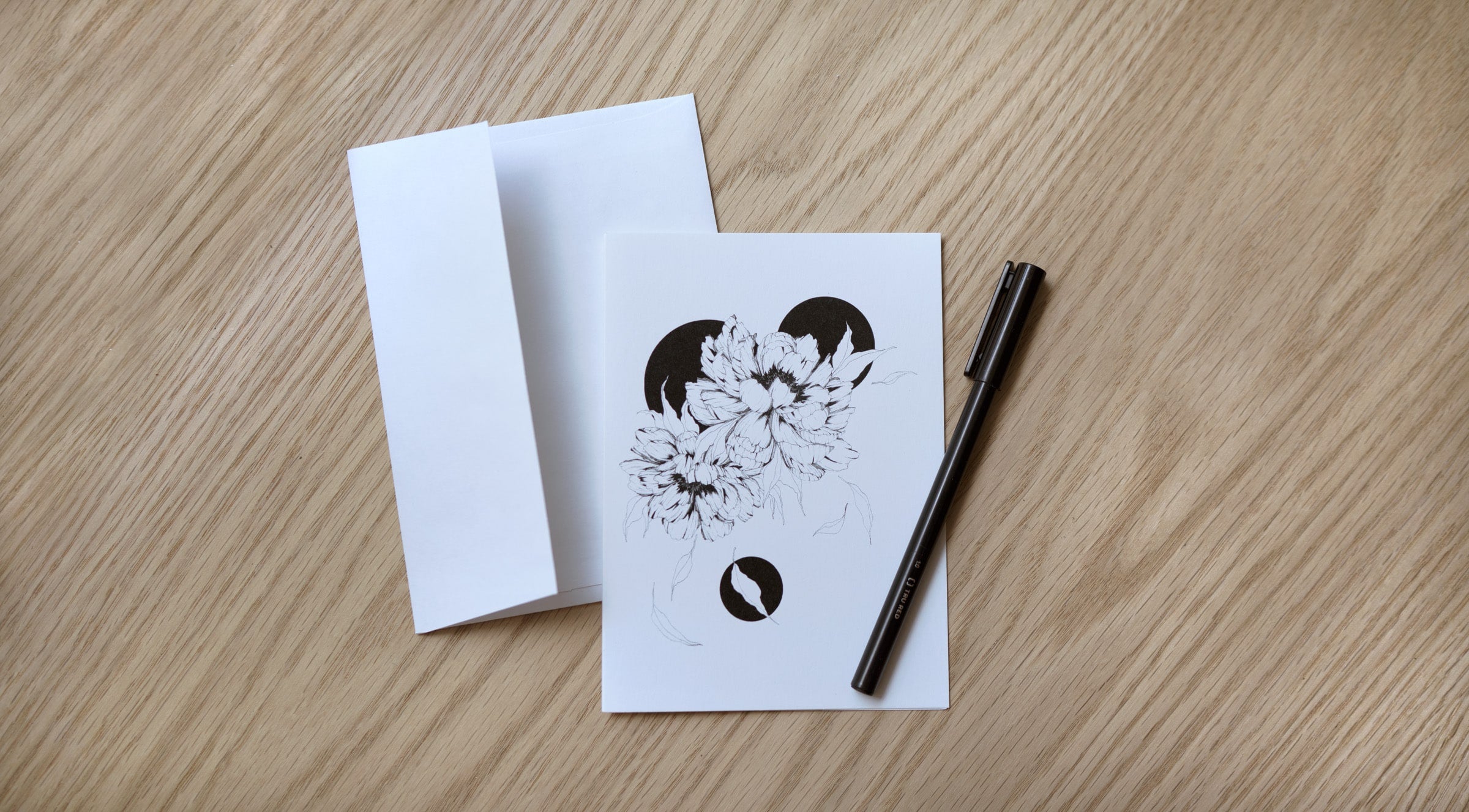 Two Peonies w Silo - greeting card Edgecomb Potters