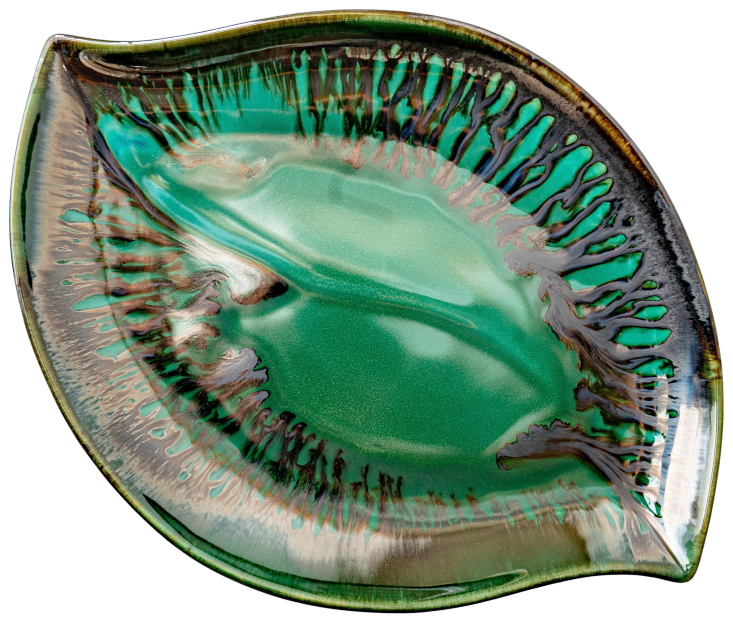 Acadia glazed leaf-shaped platter